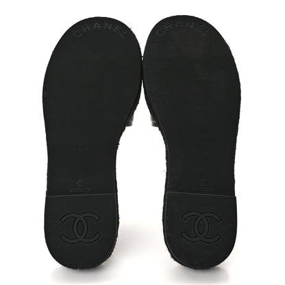 Chanel Lambskin Espadrille Mule Sandals 38 Black 5 of 8