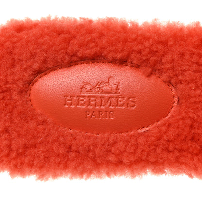 Hermes Woolskin Oran Sandals 37.5 Orange 6 of 8