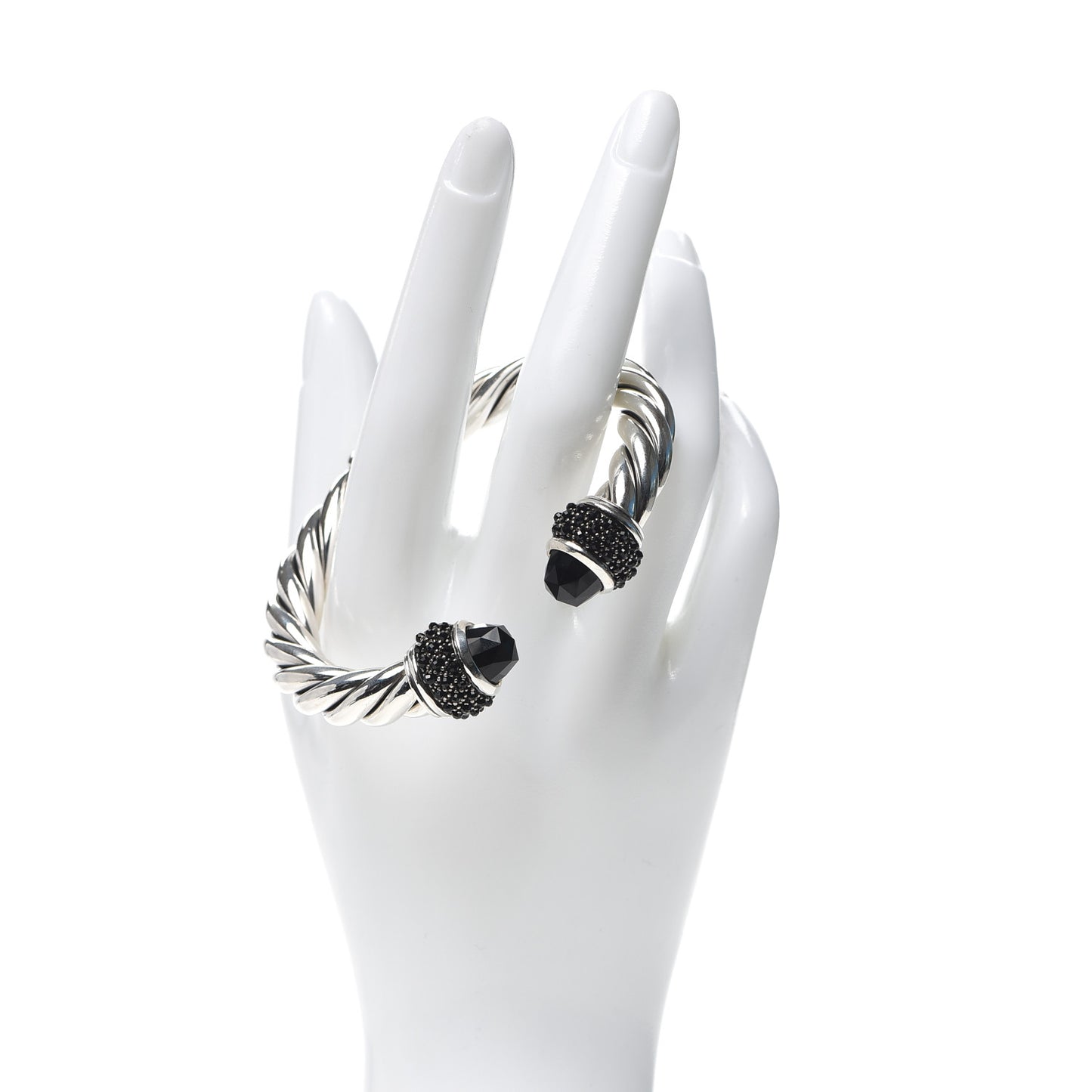 Sterling Silver Black Onyx Cable Berries Bracelet
