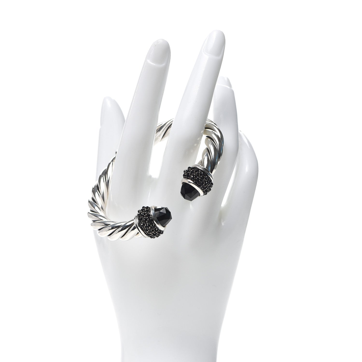 David Yurman Sterling Silver Black Onyx Cable Berries Bracelet 2 of 4