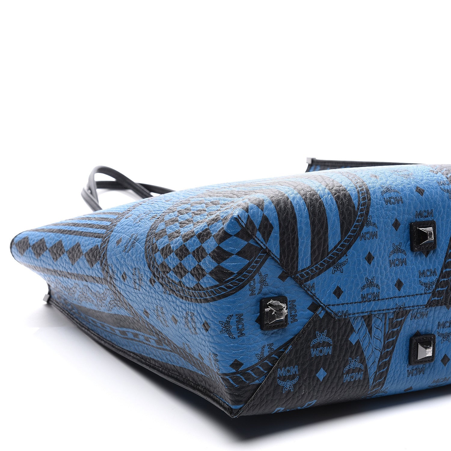 MCM Visetos Baroque Print Kira North South Shopper Tote Blue 9 of 11