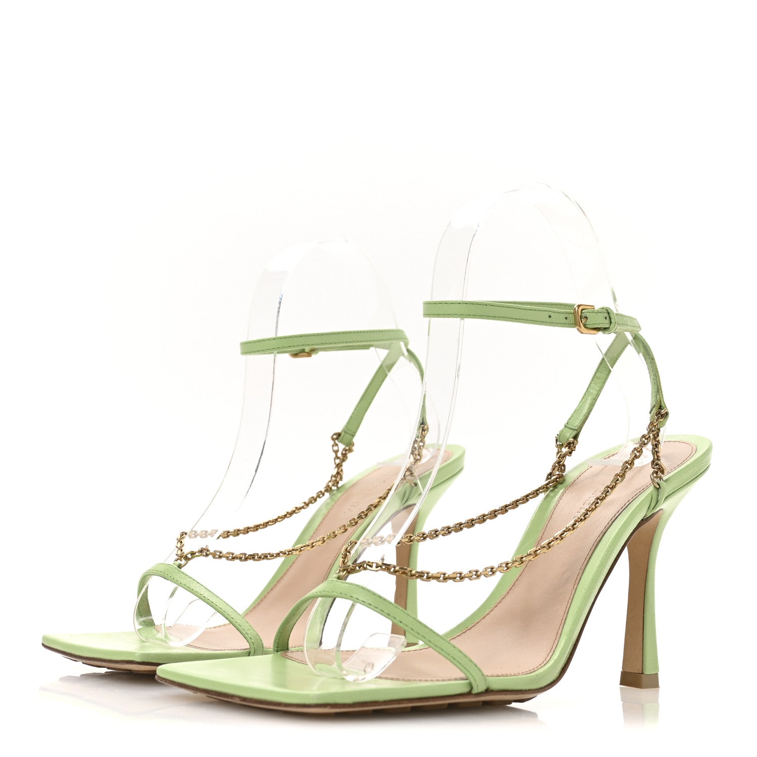 Bottega Veneta Lambskin Stretch Chain Strap 90mm Sandals 37.5 Pistachio 4 of 8