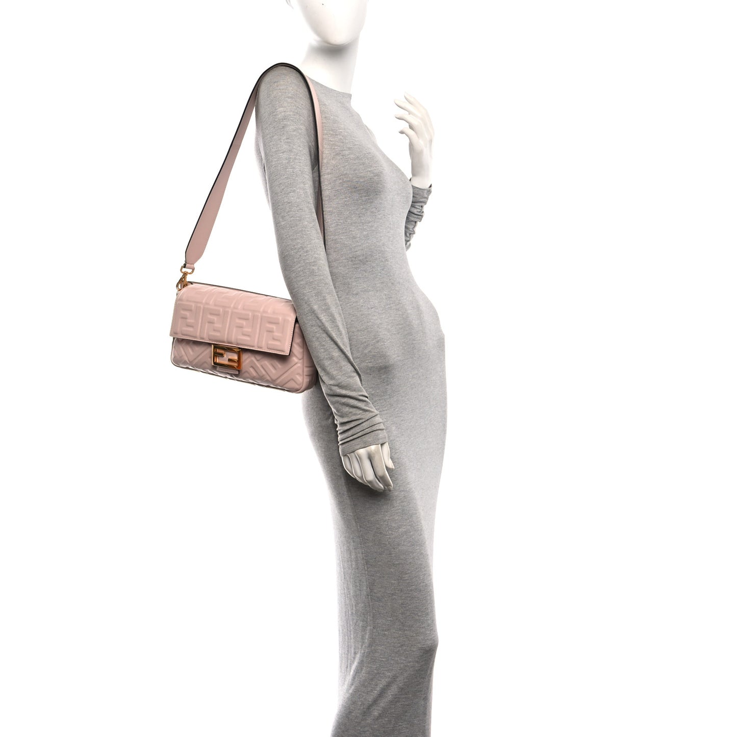Nappa FF 1974 Embossed Baguette Baby Pink