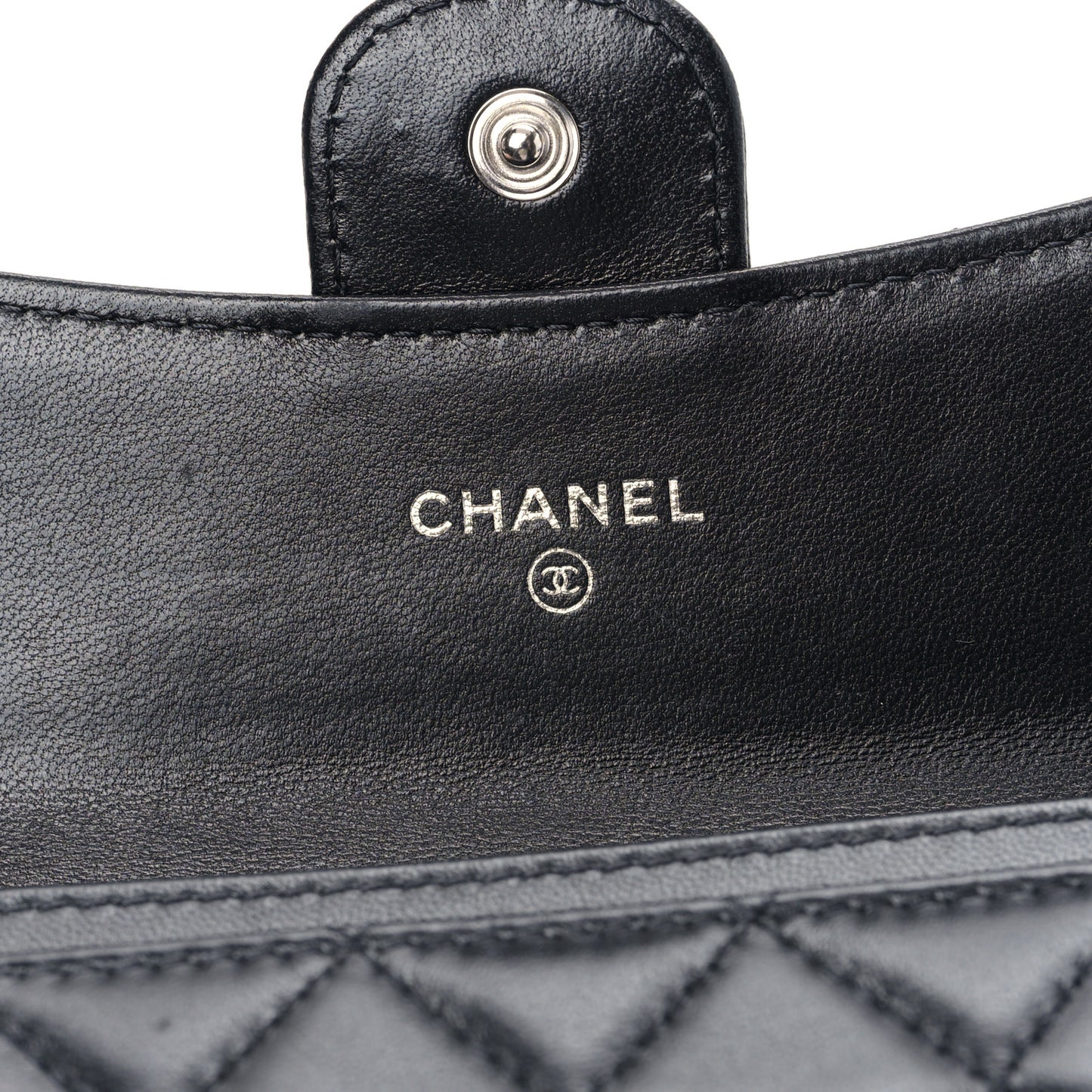 Lambskin Quilted Flap Card Holder Wallet So Black