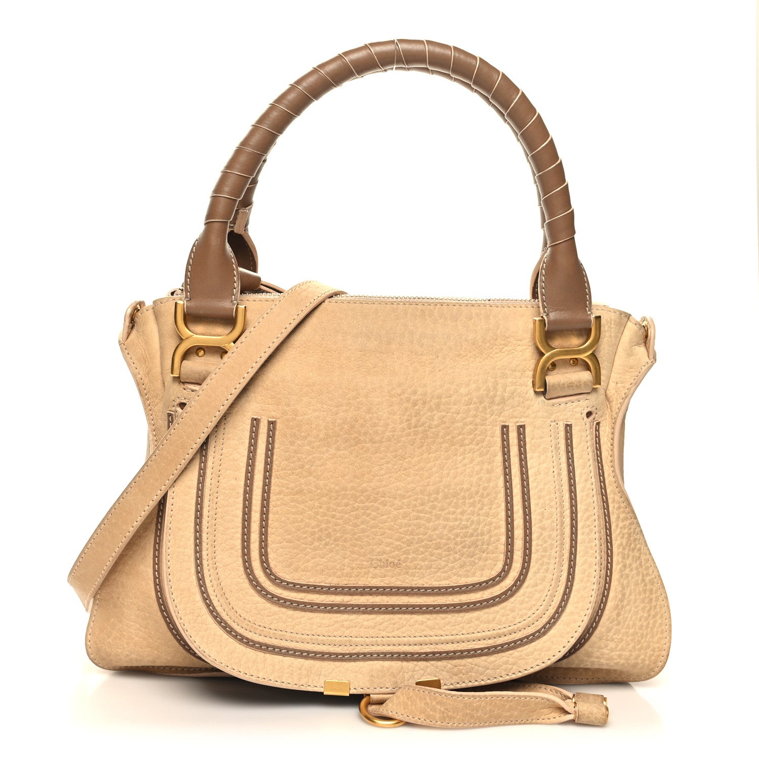 Chloe Nubuck Medium Marcie Satchel Greige 1 of 12