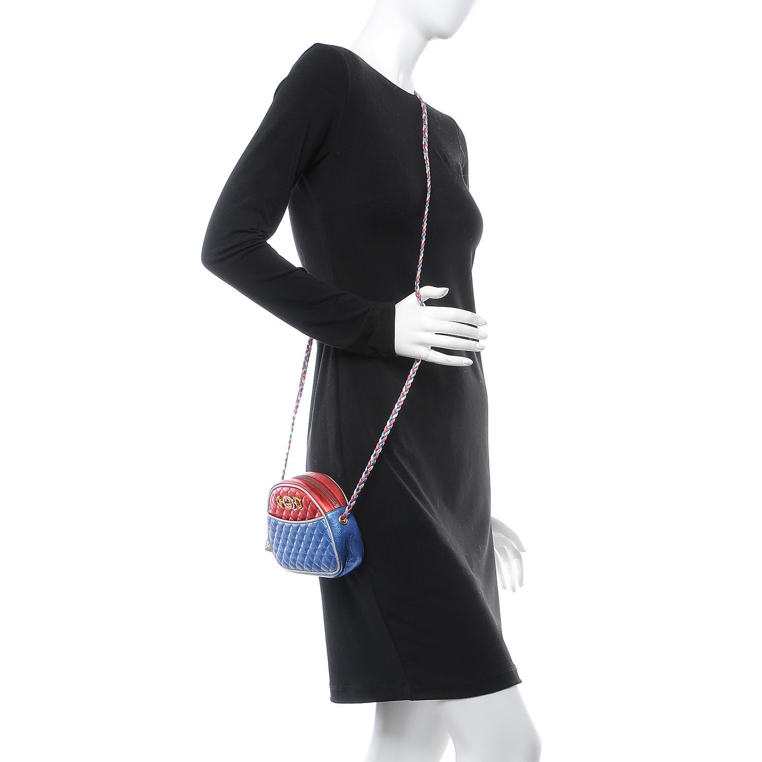 Gucci Laminated Nappa Trapuntata Mini Zumi Dome Shoulder Bag Rosso Marine Argento 2 of 8
