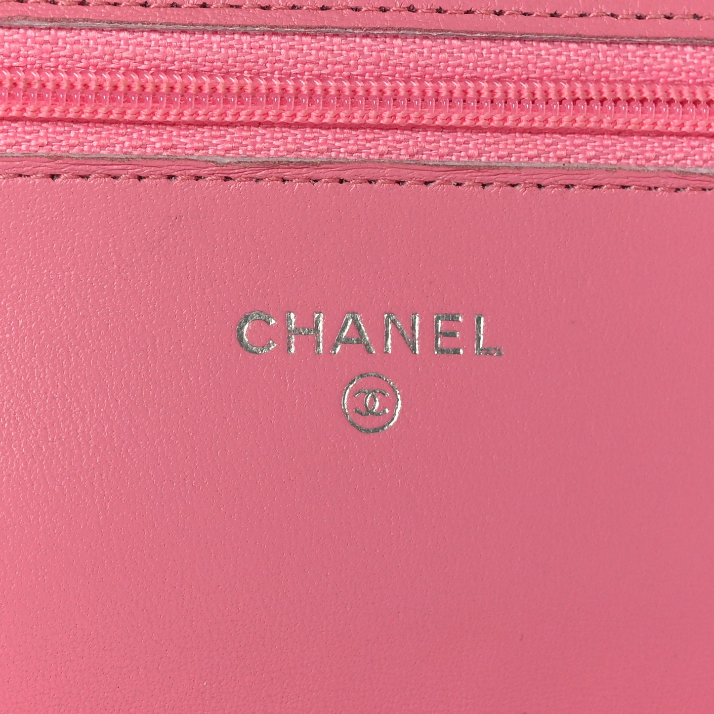 Lambskin Quilted Wallet On Chain WOC Pink
