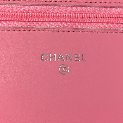 Chanel Lambskin Quilted Wallet On Chain WOC Pink 8 of 13