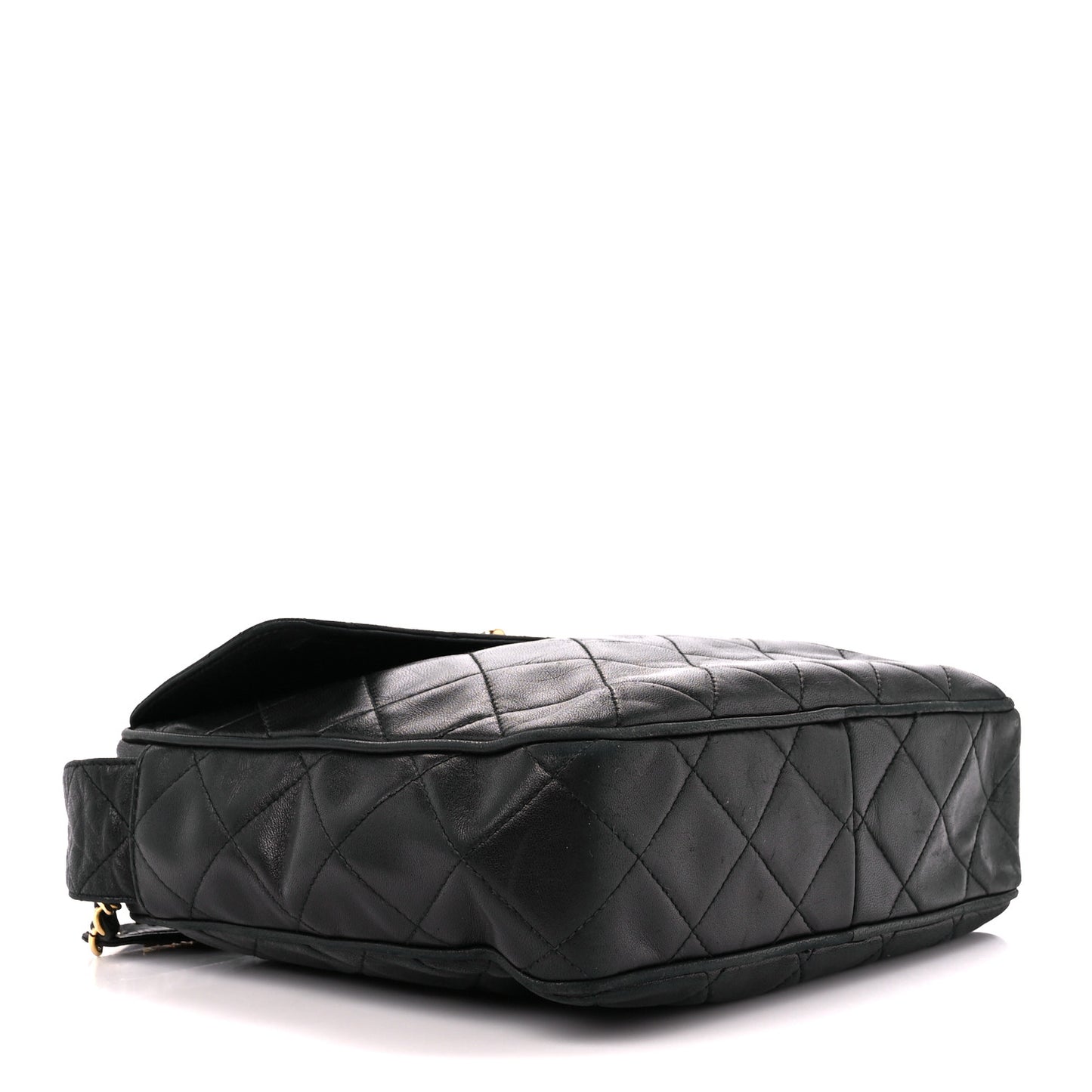 Lambskin Quilted Flap Camera Case Black