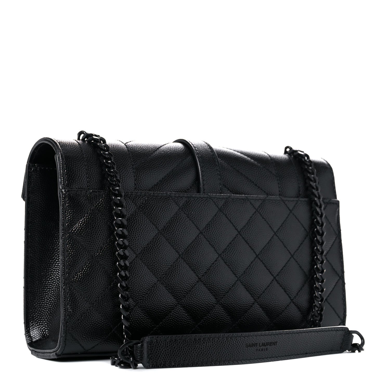 Saint Laurent Grain De Poudre Textured Mixed Matelasse Triquilt Small Monogram Satchel Black 3 of 11