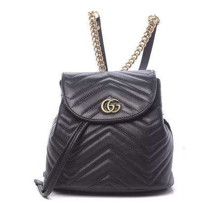 Gucci Calfskin Matelasse GG Marmont Flap Backpack Black 1 of 9