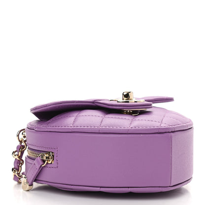 Chanel Lambskin Quilted CC In Love Heart Clutch With Chain Purple 4 of 10