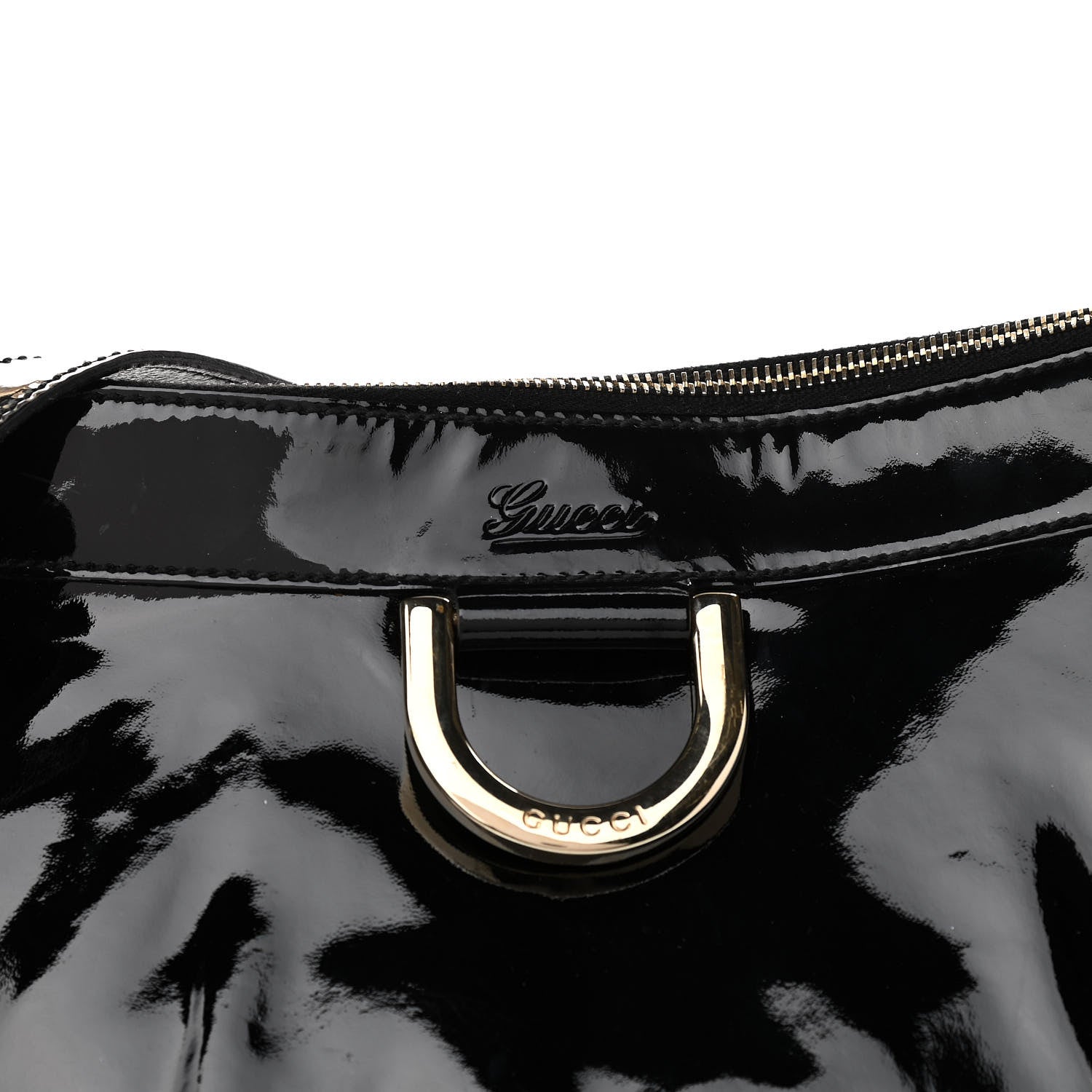 Gucci Patent Large D Gold Ring Messenger Black 10 of 10