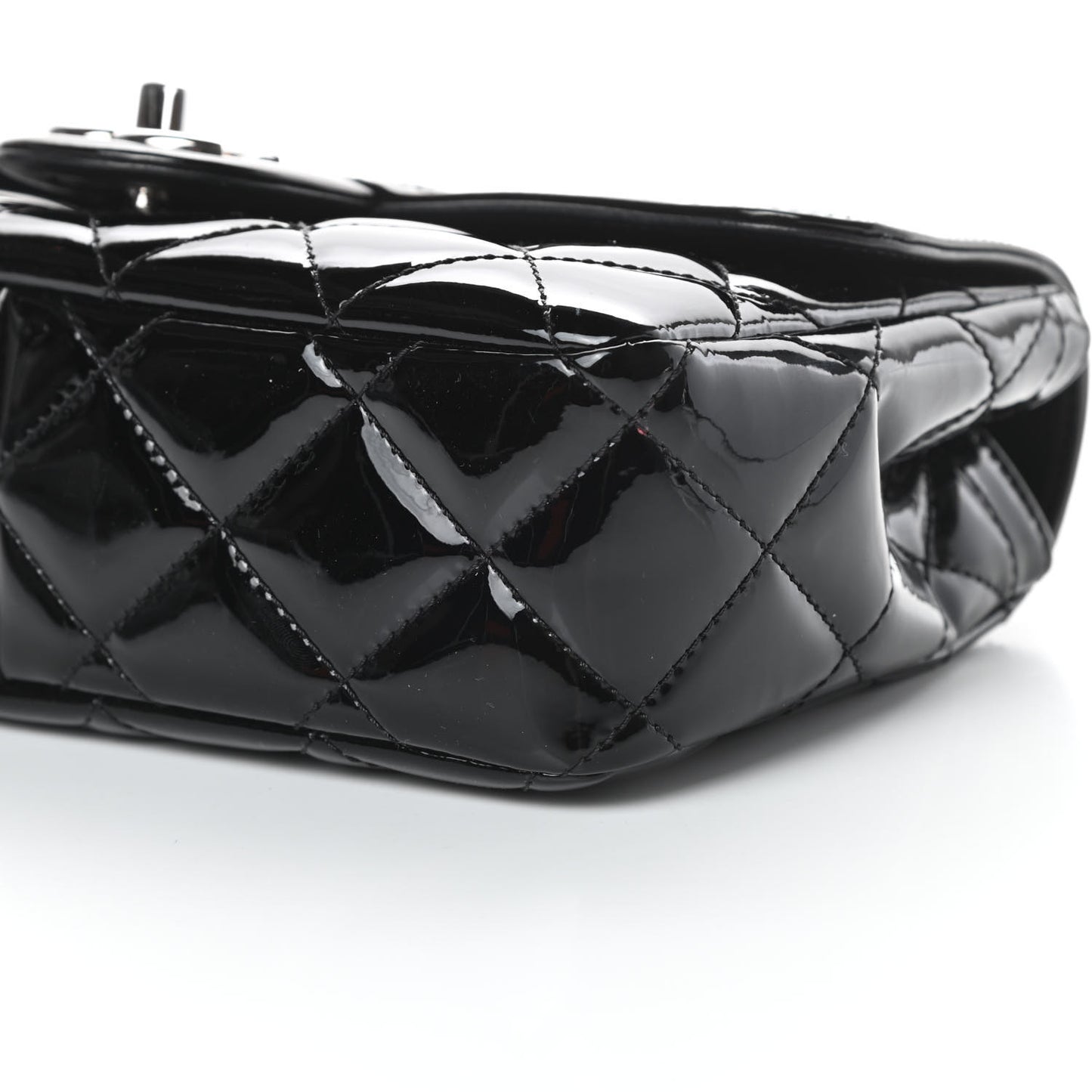 Patent Quilted Small Coco Shine Flap Black