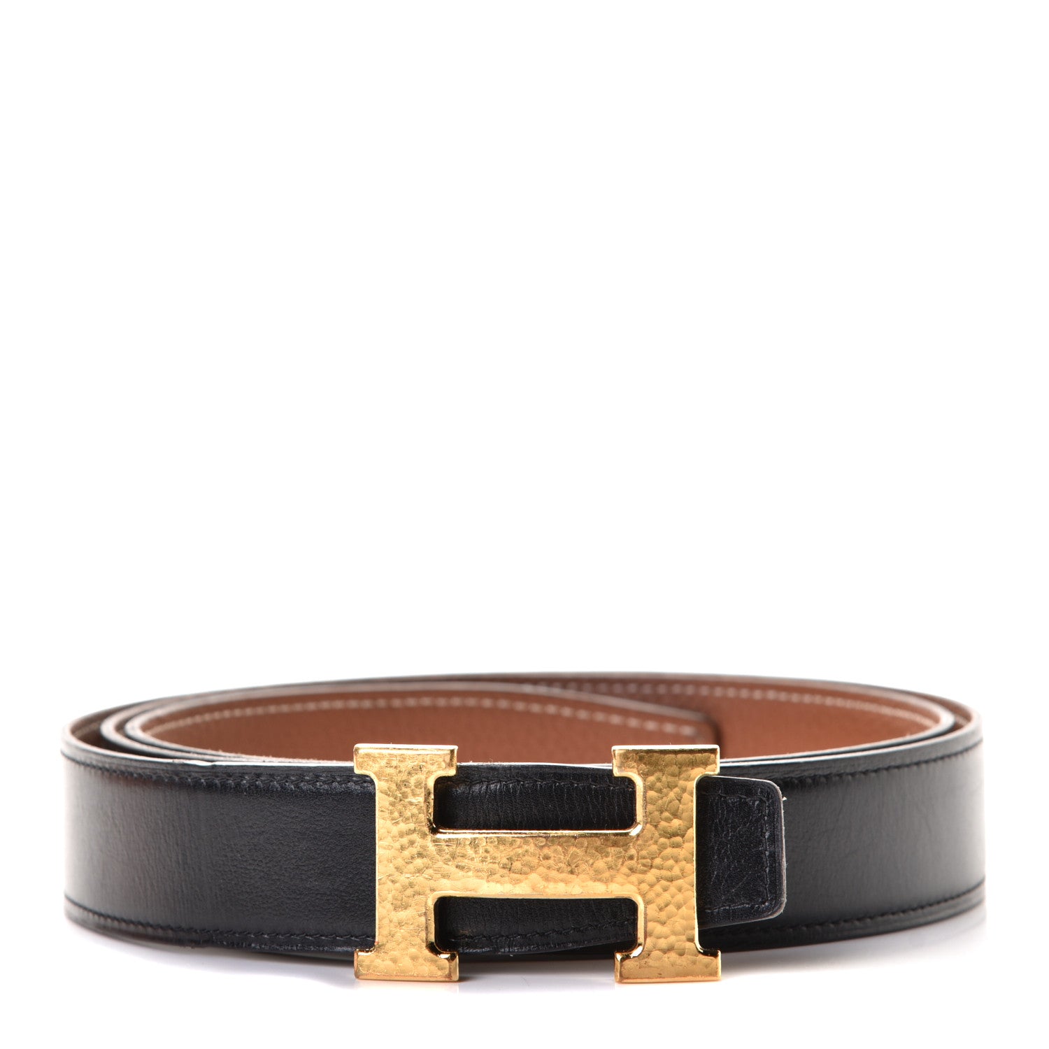 Hermes Box Togo 32mm Martelee H Belt 110 Black Gold 1 of 3