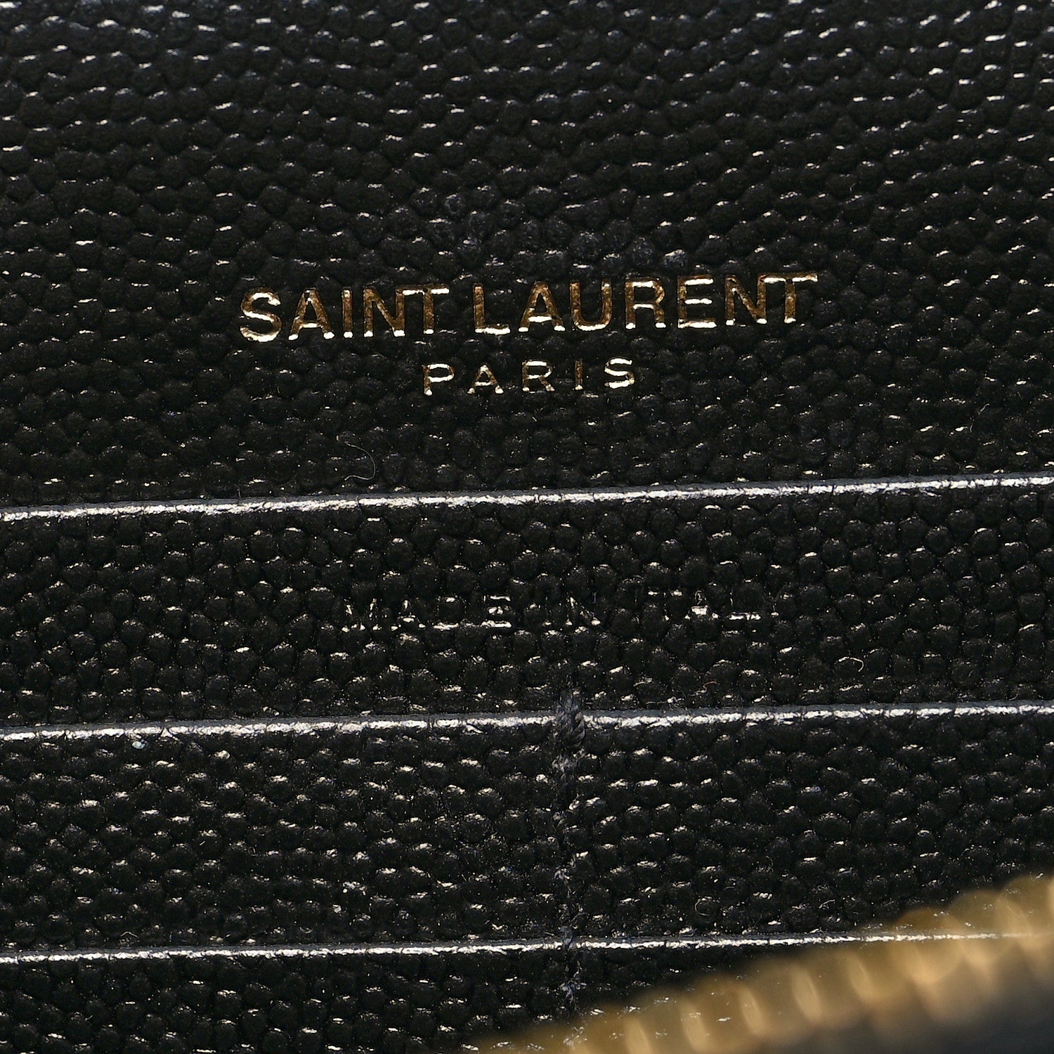 Saint Laurent Grain De Poudre Matelasse Chevron Monogram Envelope Chain Wallet Black 5 of 9