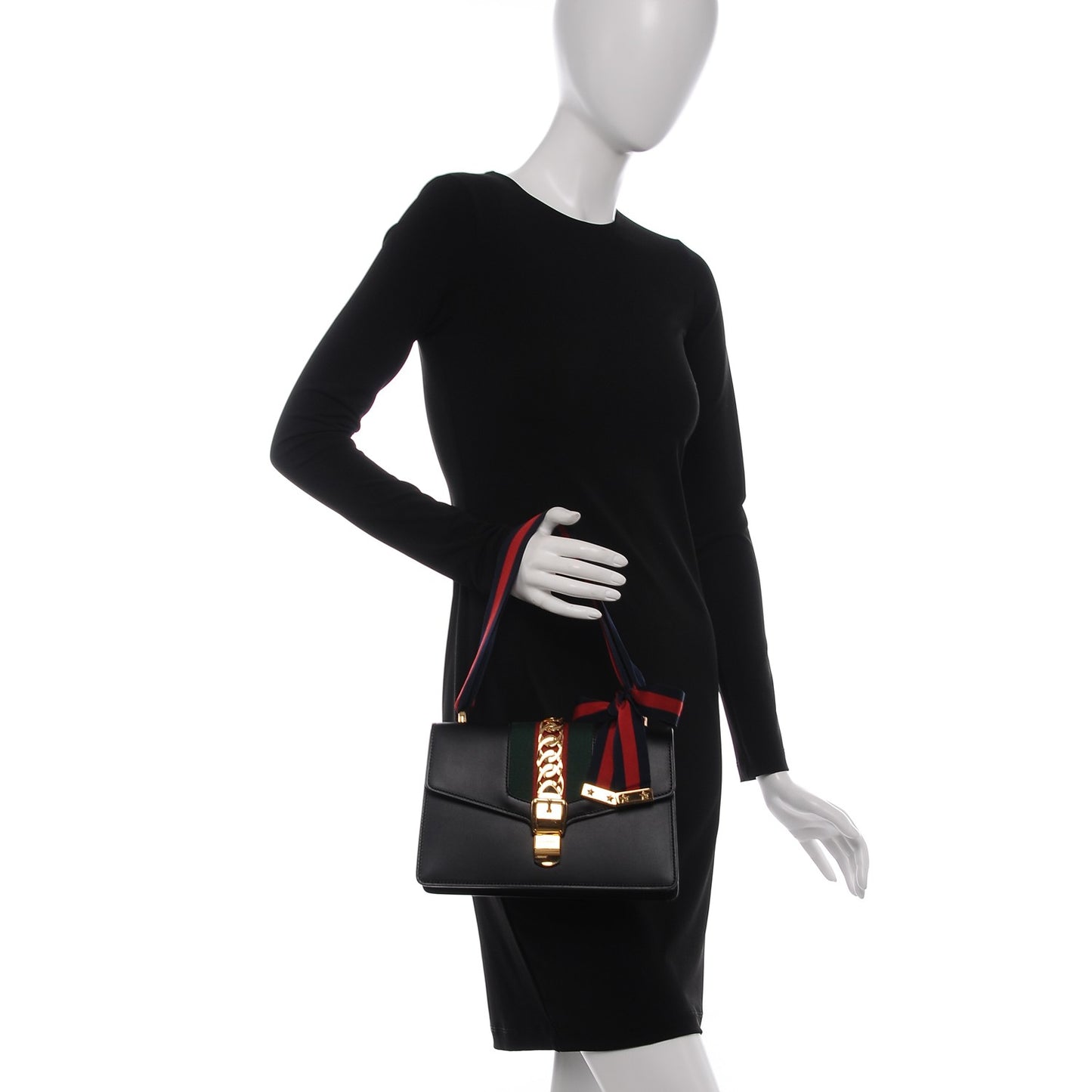 Calfskin Small Sylvie Shoulder Bag Black