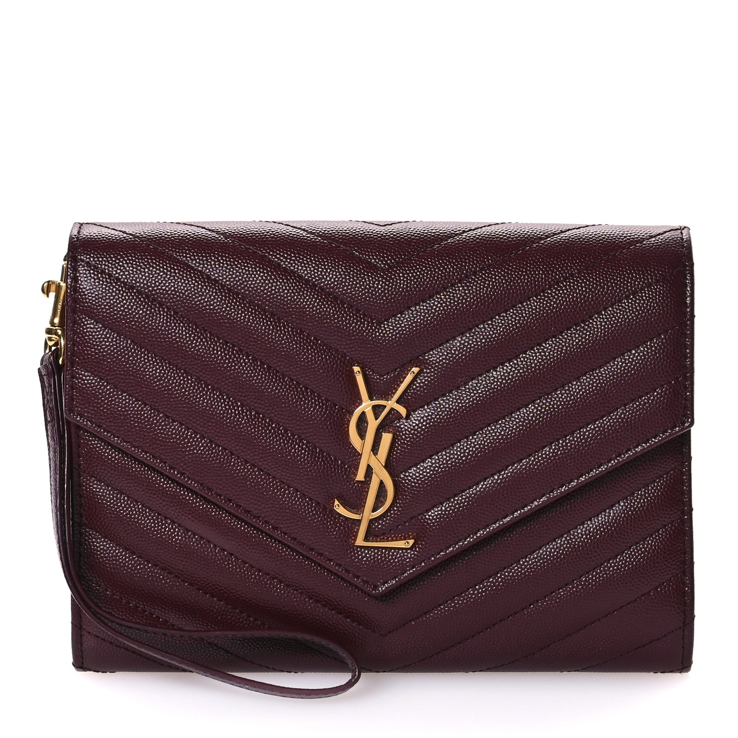 Grain De Poudre Matelasse Chevron Monogram Envelope Clutch Rouge Legion