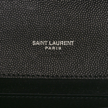 Saint Laurent Grain De Poudre Matelasse Chevron Monogram Envelope Clutch Black 6 of 9