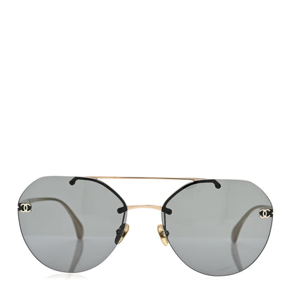 Chanel Titanium CC Pilot Aviator Sunglasses 4272-T Black Gold 2 of 8