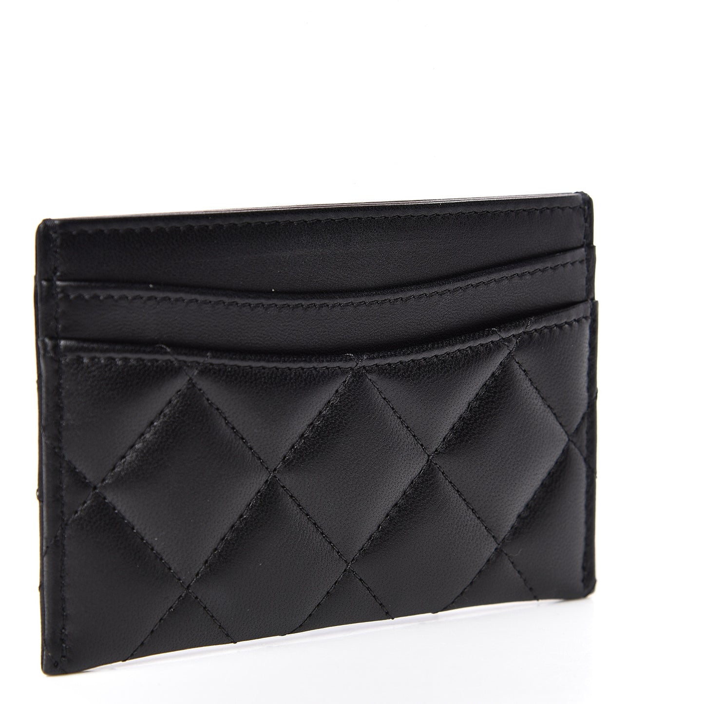 Lambskin Quilted Card Holder Black