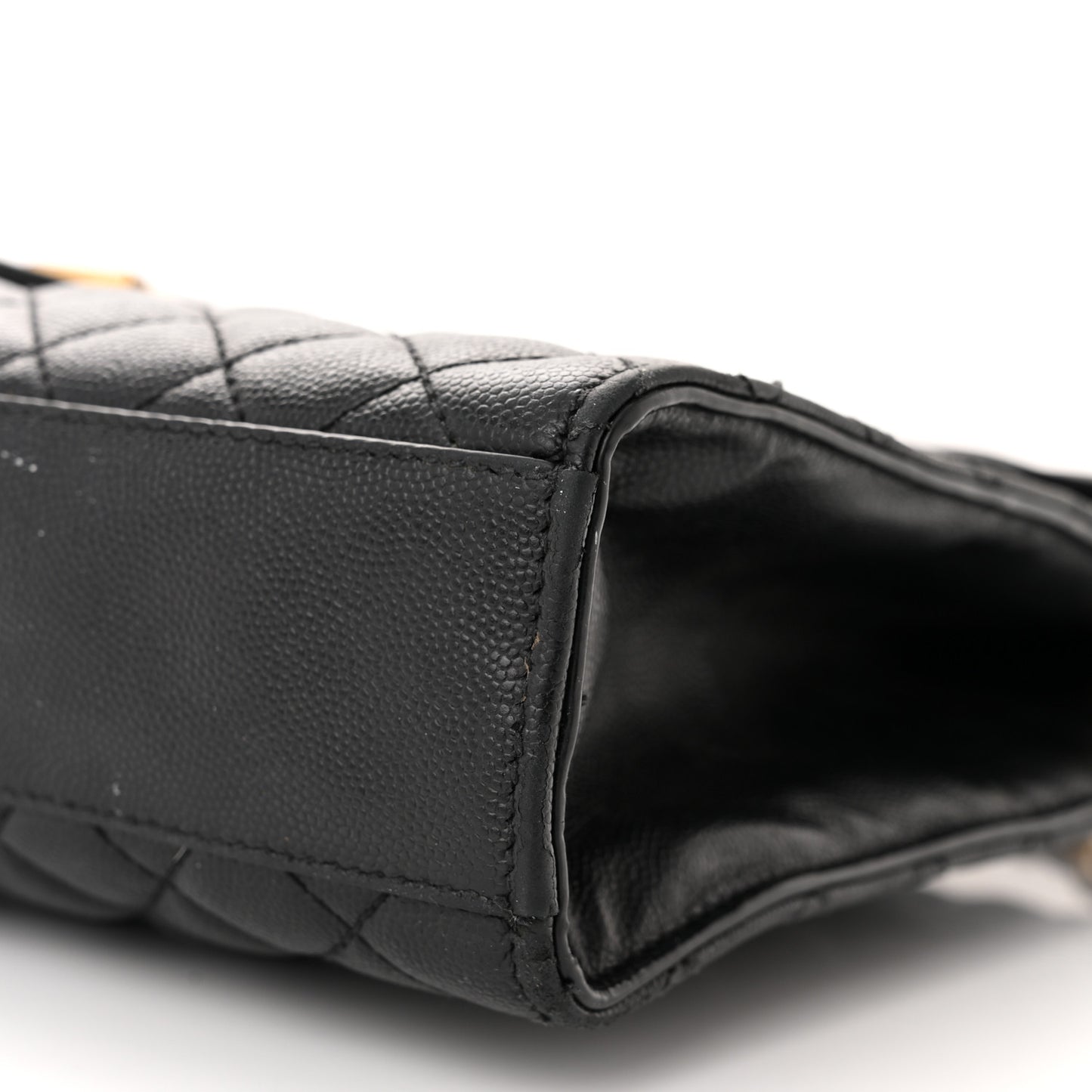 Grain De Poudre Textured Mixed Matelasse Large Triquilt Monogram Satchel Black