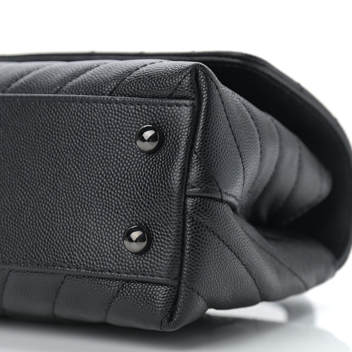 Caviar Chevron Quilted Mini Coco Handle Flap So Black