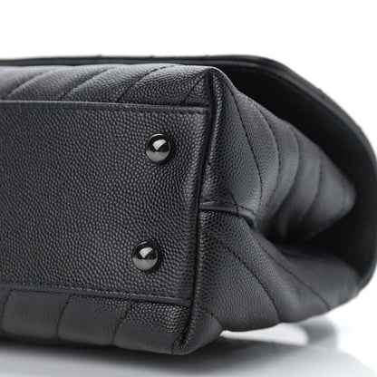 Chanel Caviar Chevron Quilted Mini Coco Handle Flap So Black 9 of 9
