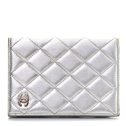 Chanel Metallic Lambskin Quilted Passport Holder Silver 1 of 4