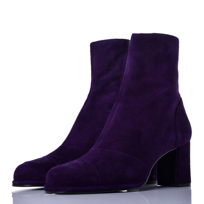 Chanel Suede CC Short Boots 38.5 Purple 3 of 8