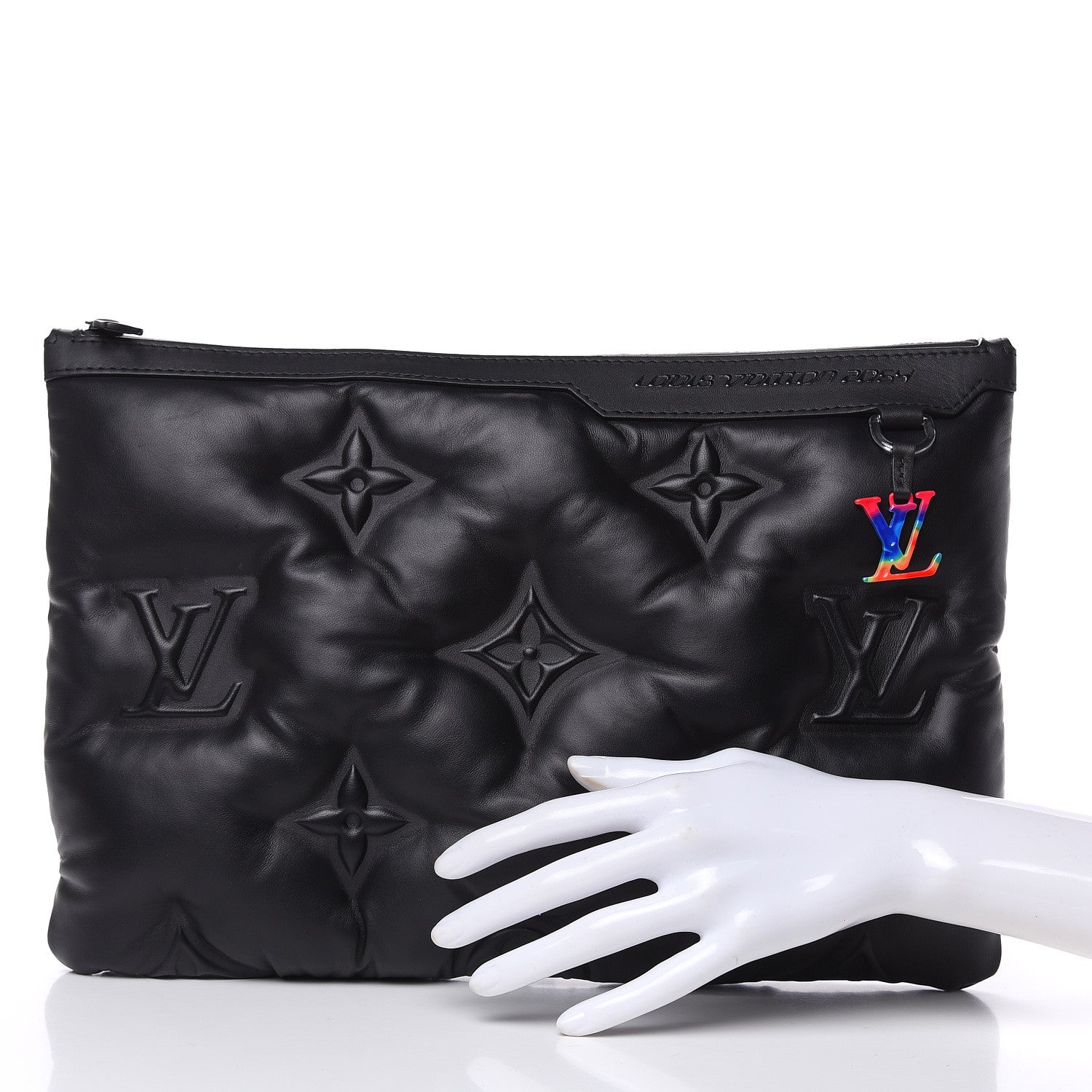Louis Vuitton Lambskin Puffer A4 Pouch Black 2 of 7