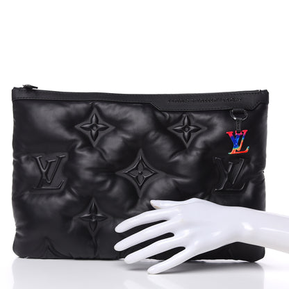 Louis Vuitton Lambskin Puffer A4 Pouch Black 2 of 7