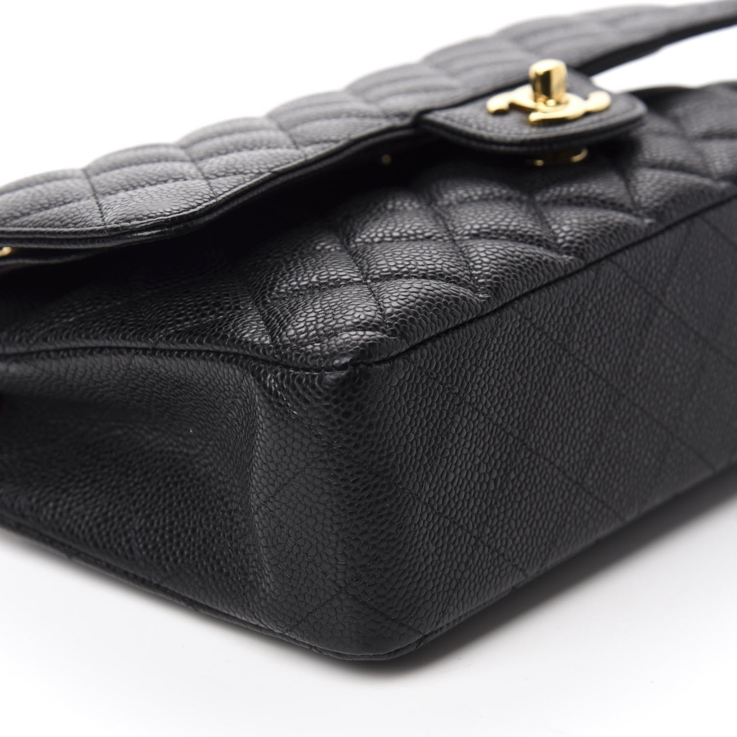 Caviar Quilted Medium Double Flap Black