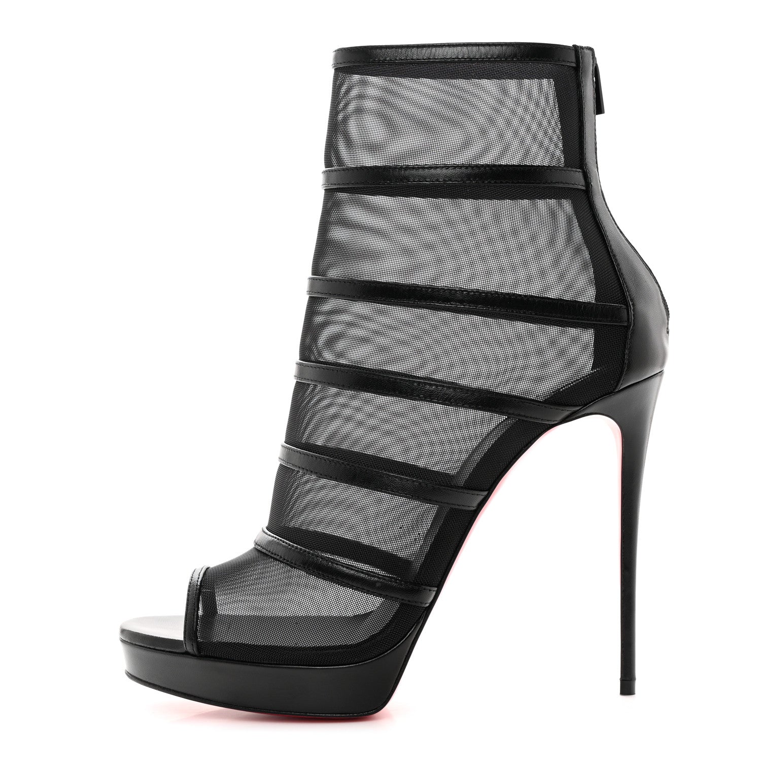 Christian Louboutin Mesh Doux Voile 120 Peep Toe Platform Booties 39.5 Black 1 of 12