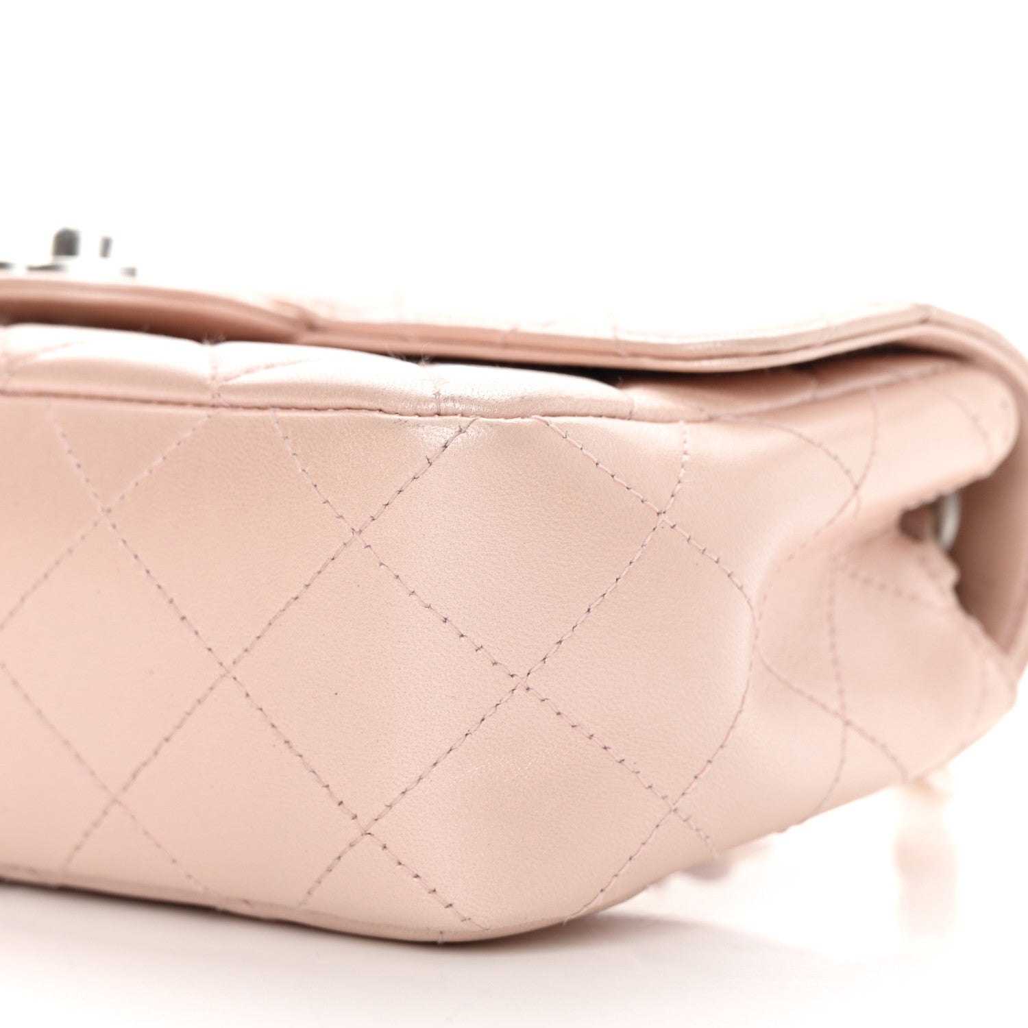 Chanel Metallic Lambskin Quilted Extra Mini Rectangular Flap Pink 10 of 15