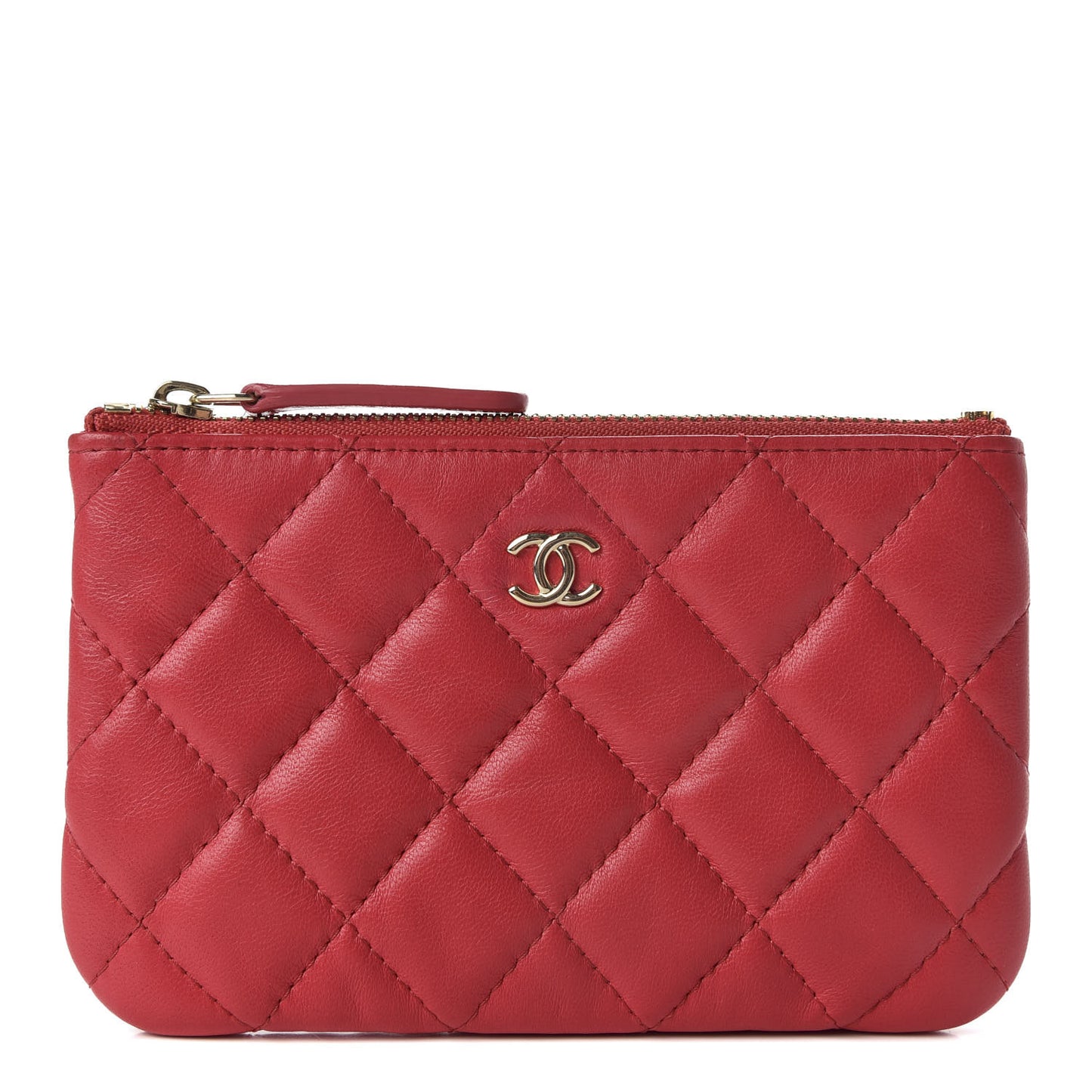 Lambskin Quilted Cosmetic Case Red