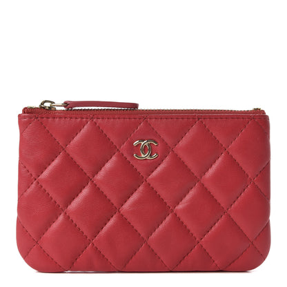 Chanel Lambskin Quilted Cosmetic Case Red 1 of 8