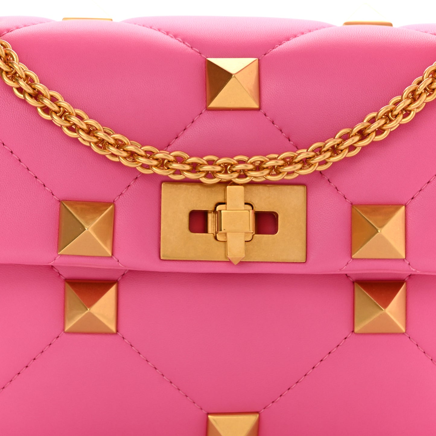Nappa Medium Roman Stud Shoulder Bag Feminine Pink