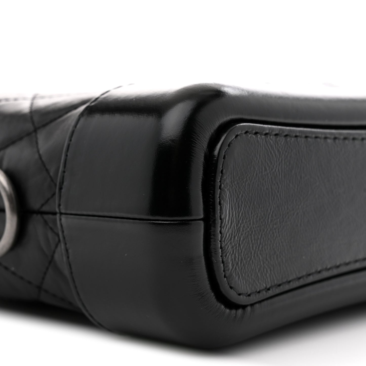 Aged Calfskin Quilted Small Gabrielle Hobo Black