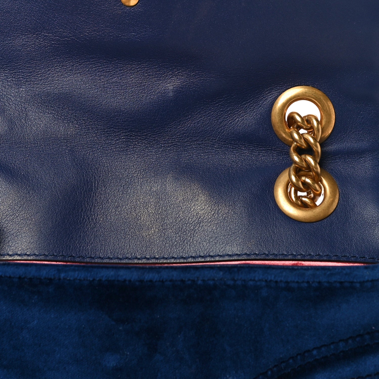 Gucci Velvet Matelasse Mini GG Marmont Shoulder Bag Cobalt Blue 13 of 15