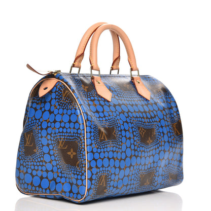 Louis Vuitton Monogram Kusama Town Speedy 30 Blue 3 of 8