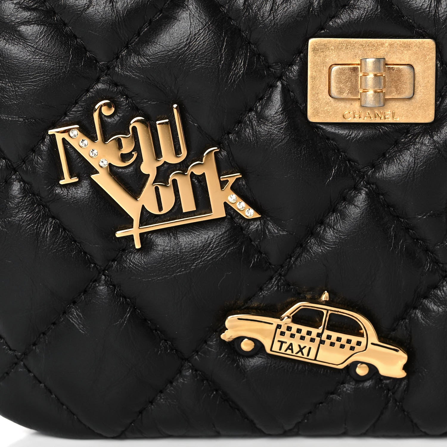 Chanel Aged Calfskin Quilted Small Lucky Charms Cosmetic Case Black 10 of 10