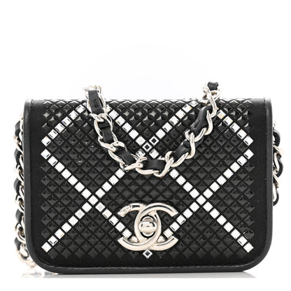 Chanel Lambskin Crystal Quilted Mini Chain Belt Bag Black 1 of 11