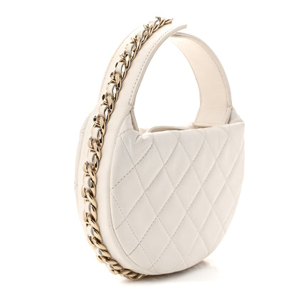 Chanel Lambskin Quilted Chain Around Pouch Hobo White 3 of 10