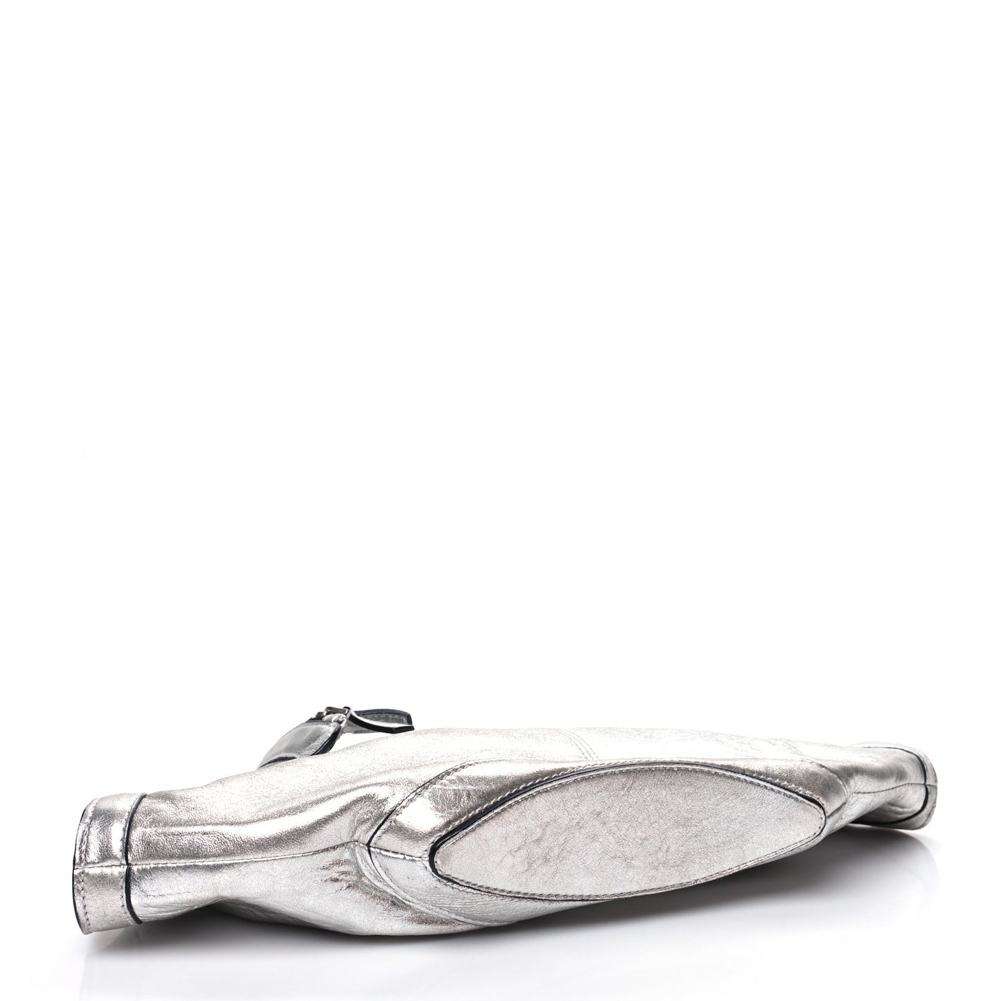 Metallic Lambskin De Manta Clutch Silver