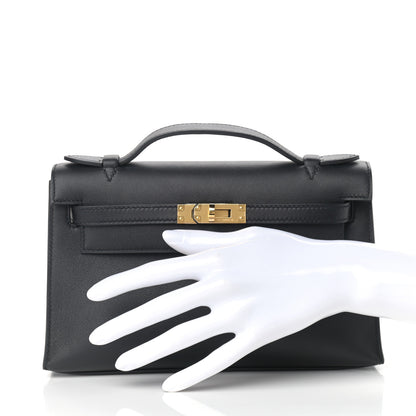 Hermes Swift Kelly Pochette Clutch Black 2 of 10
