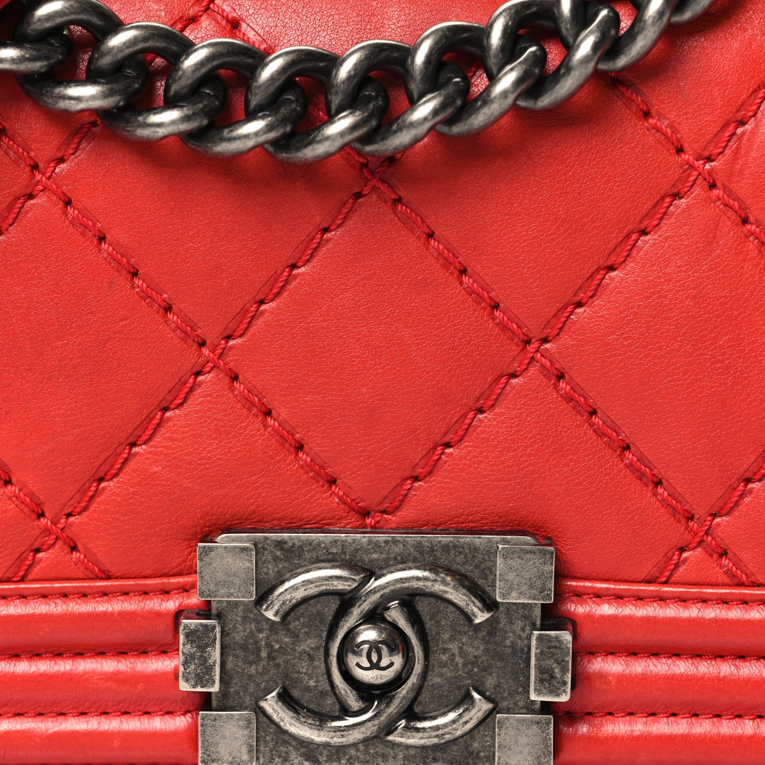 Chanel Calfskin Double Stitch Small Boy Flap Red 8 of 13