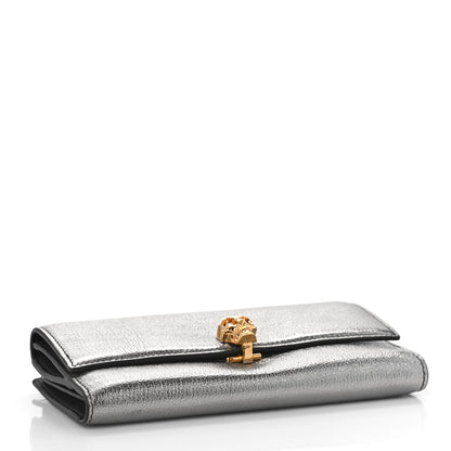 Alexander McQueen Metallic Calfskin Skull Continental Wallet Gunmetal 4 of 10