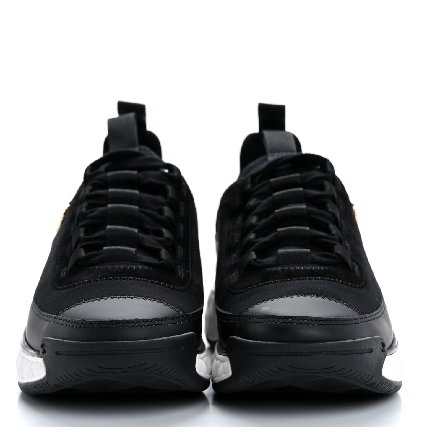 Velvet Calfskin Mixed Fibers CC Sneakers 36 Black