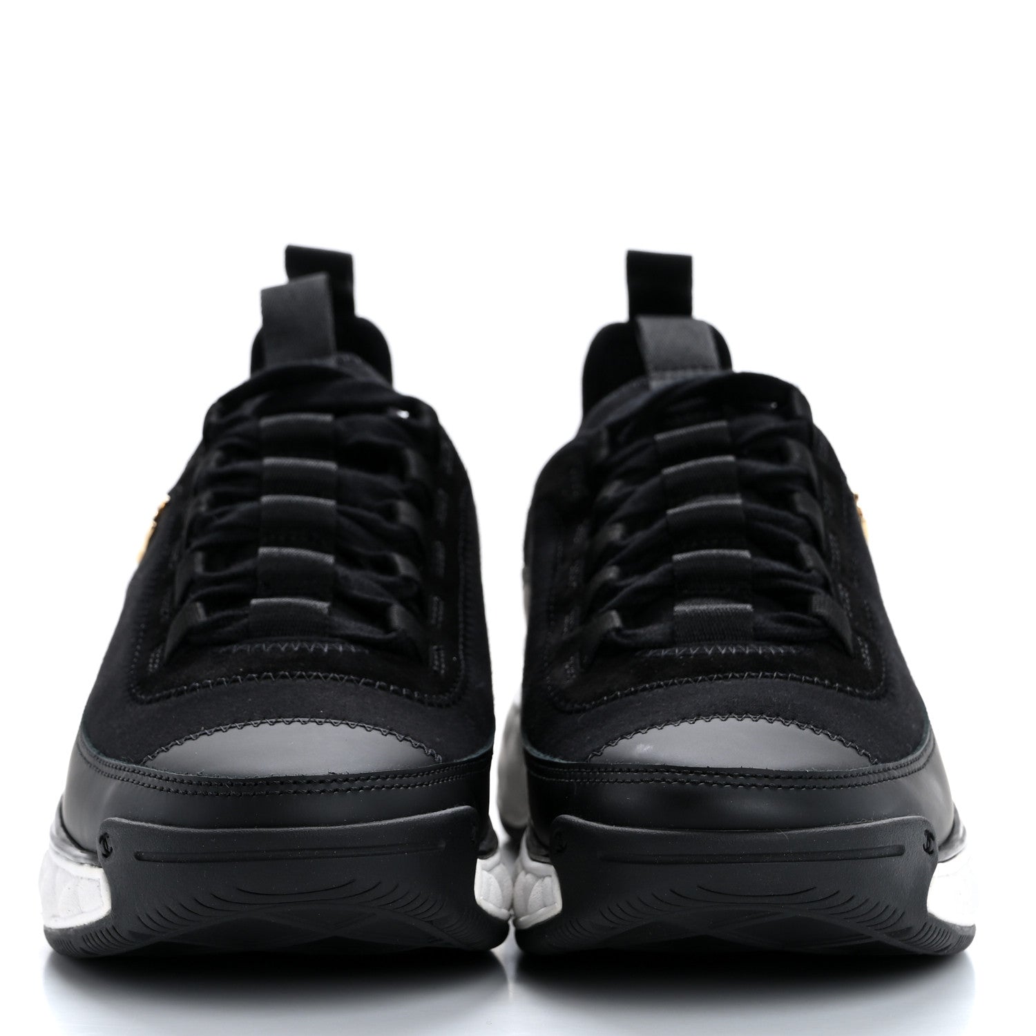 Chanel Velvet Calfskin Mixed Fibers CC Sneakers 36 Black 3 of 9